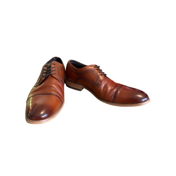 Stacy Adams Mens Dunbar Cognac Brown Leather Oxfords Shoes 9M #25066-221 main image 8